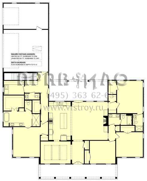 Проект одноэтажного дома с гаражом на три и более машин в современном стиле S5-253 (041-00278)