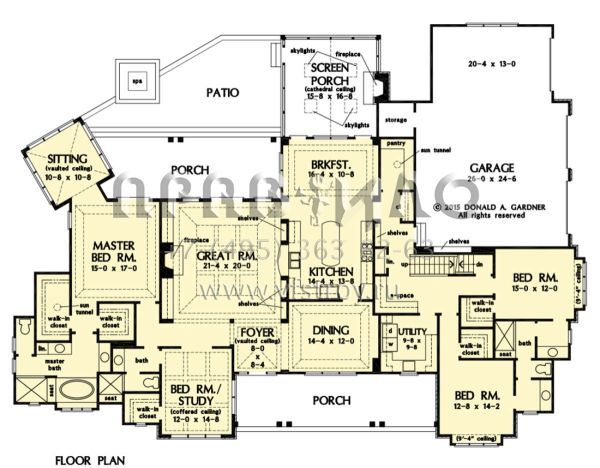 Проект одноэтажного дома с гаражом на три и более машин в стиле Ранчо S5-313 (2865-00346)