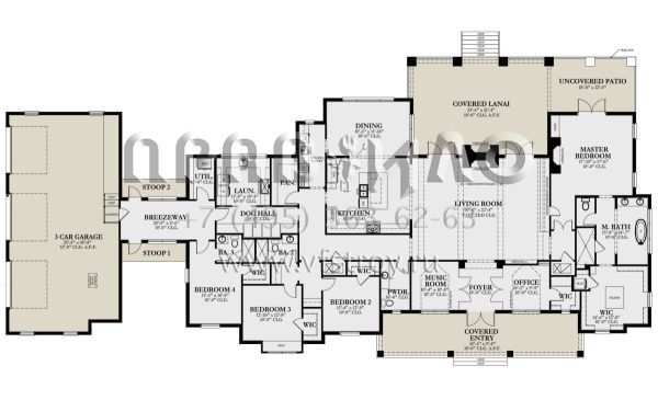 Проект одноэтажного дома с гаражом на три и более машин в современном стиле S5-409 (3978-00274)
