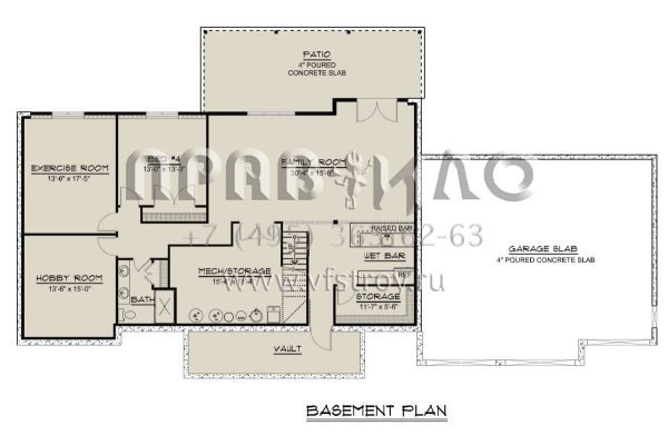 Проект одноэтажного дома с гаражом на три и более машин в американском стиле S5-193 (5032-00122)