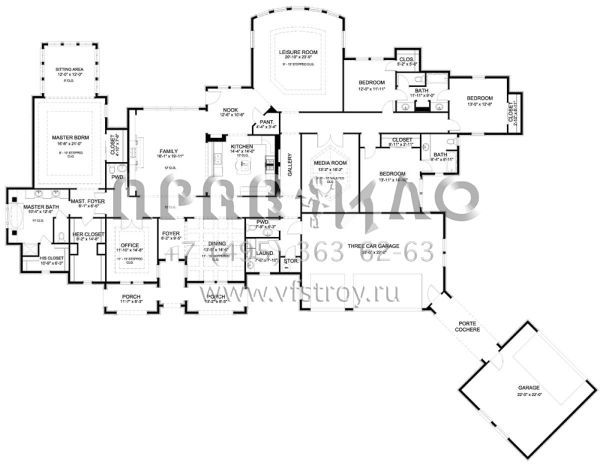 Проект одноэтажного дома с гаражом на три и более машин в современном стиле S5-447 (9940-00015)