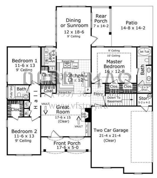 Проект одноэтажного дома с гаражом на две машины в стиле Ранчо S5-149 (348-00255)