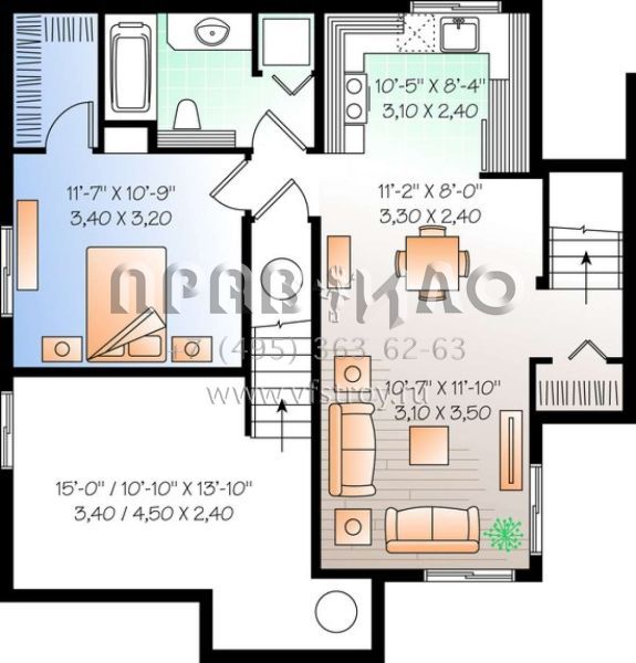 Проект трехэтажного дома без гаража в стиле Ранчо S5-234 (034-01008)