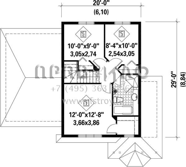 Проект двухэтажного дома с гаражом на одну машину в стиле Ранчо S5-113 (6146-00181)