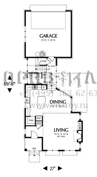 Проект двухэтажного дома с гаражом на две машины в американском стиле S5-196 (2559-00401)