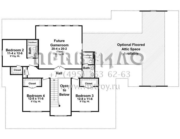 Проект двухэтажного дома с гаражом на три и более машин в стиле Ранчо S5-279 (348-00201)