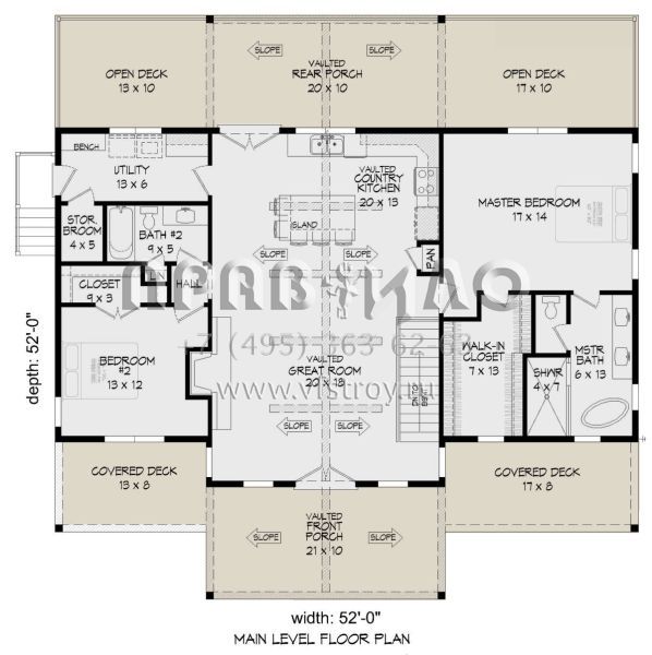 Проект одноэтажного дома без гаража в стиле Ранчо S5-143 (940-00783)