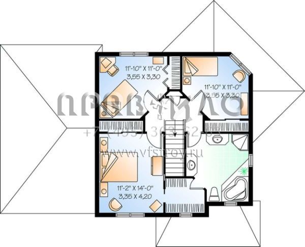 Проект двухэтажного дома с гаражом на одну машину в стиле Ранчо S5-154 (034-00846)