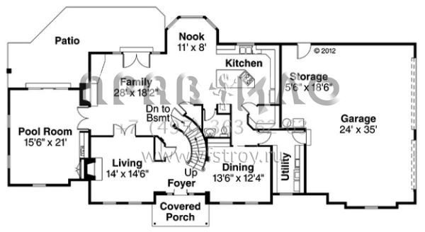 Проект двухэтажного дома с гаражом на три и более машин в классическом стиле S5-322 (035-00598)