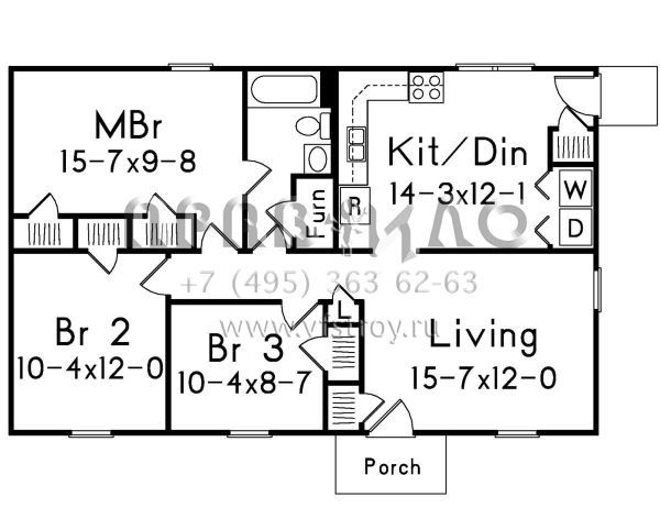 Проект одноэтажного дома без гаража в стиле Ранчо S5-93 (5633-00365)