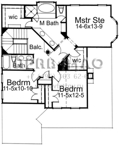 Проект двухэтажного дома с гаражом на две машины в стиле Ранчо S5-211 (9401-00055)