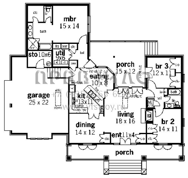 Проект одноэтажного дома с гаражом на две машины в стиле Ранчо S5-167 (048-00107)