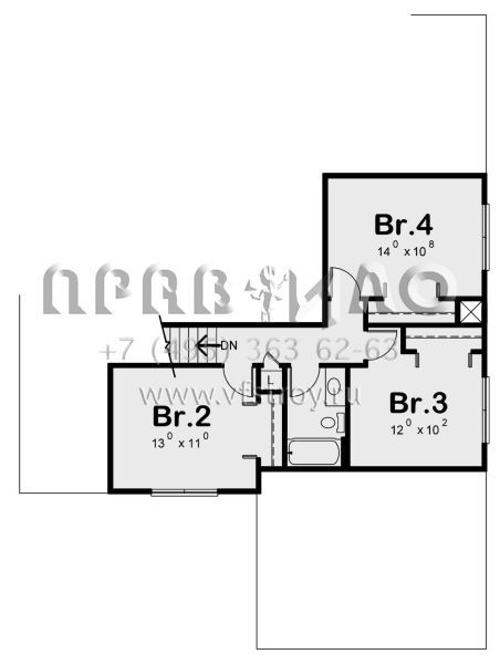 Проект двухэтажного дома с гаражом на две машины в стиле Ранчо S5-200 (402-01644)