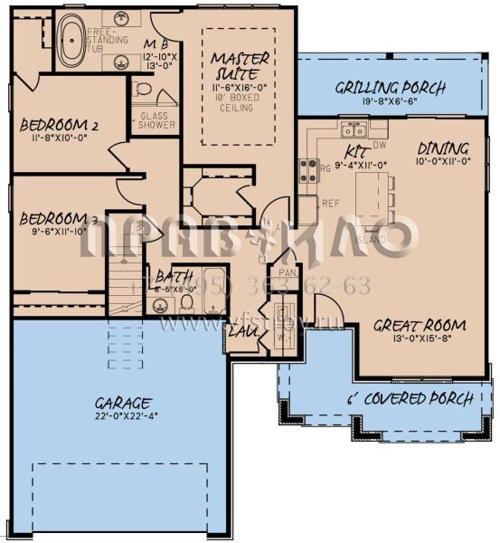 Проект одноэтажного дома с гаражом на две машины в английском стиле S5-139 (8318-00174)