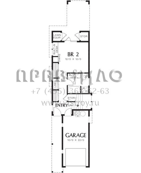Проект трехэтажного дома с гаражом на одну машину в американском стиле S5-133 (2559-00205)