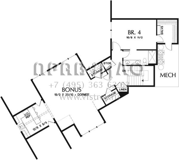 Проект двухэтажного дома с гаражом на три и более машин в американском стиле S5-426 (2559-00786)