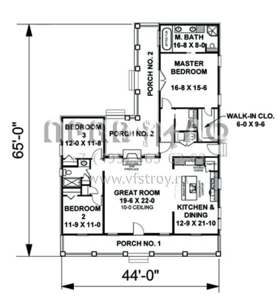 Проект одноэтажного дома с гаражом на две машины в стиле Ранчо S5-159 (1776-00035)