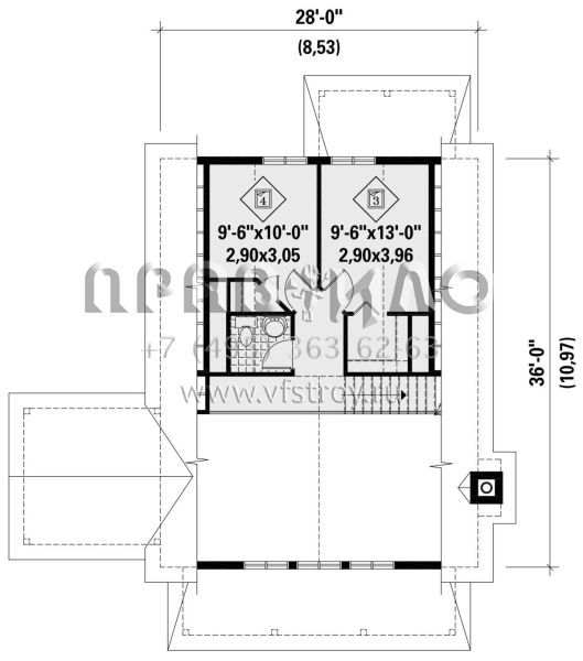 Проект двухэтажного дома без гаража в стиле Ранчо S5-134 (6146-00406)