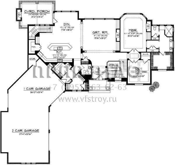 Проект двухэтажного дома с гаражом на три и более машин в стиле Ранчо S5-418 (1020-00202)