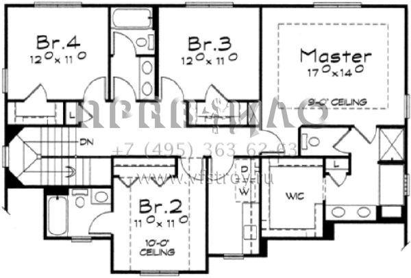 Проект двухэтажного дома с гаражом на три и более машин в американском стиле S5-221 (402-01527)