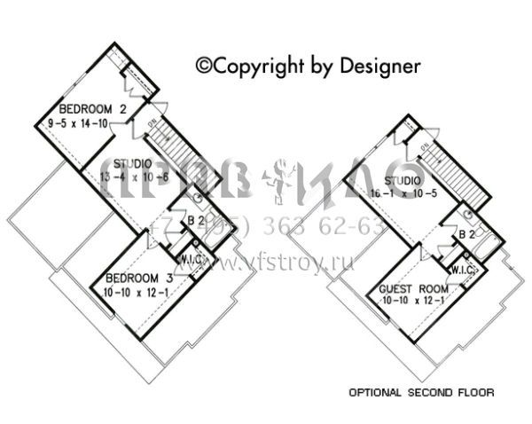 Проект двухэтажного дома с гаражом на три и более машин в стиле Ранчо S5-240 (699-00086)