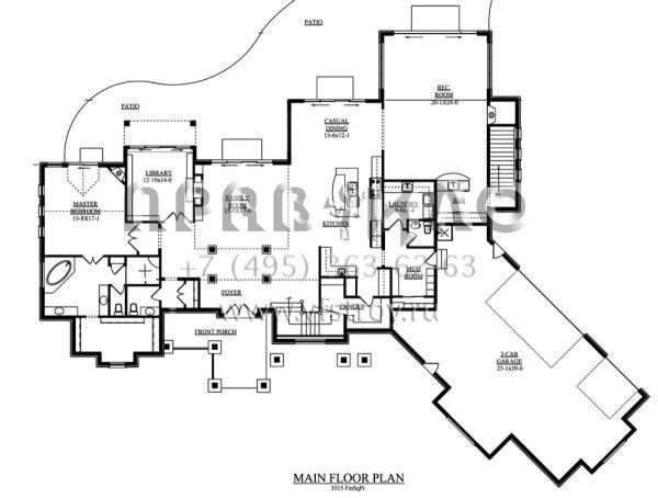 Проект двухэтажного дома с гаражом на три и более машин в американском стиле S5-635 (5631-00041)