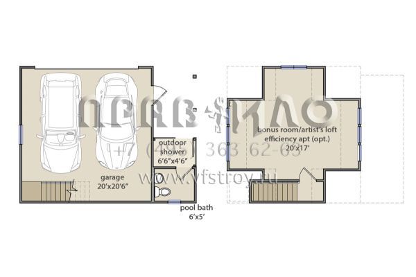 Проект двухэтажного дома с гаражом на две машины в стиле Ранчо S5-241 (3571-00004)