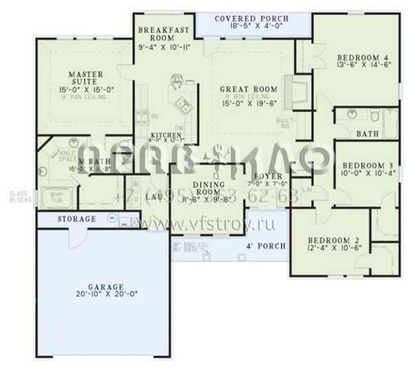 Проект одноэтажного дома с гаражом на две машины в стиле Ранчо S5-180 (110-00104)