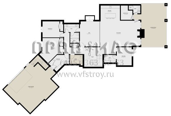 Проект одноэтажного дома с гаражом на три и более машин в современном стиле S5-451 (8937-00043)