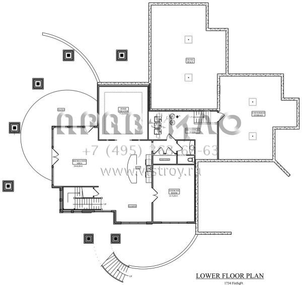 Проект одноэтажного дома с гаражом на три и более машин в стиле Ранчо S5-349 (5631-00083)