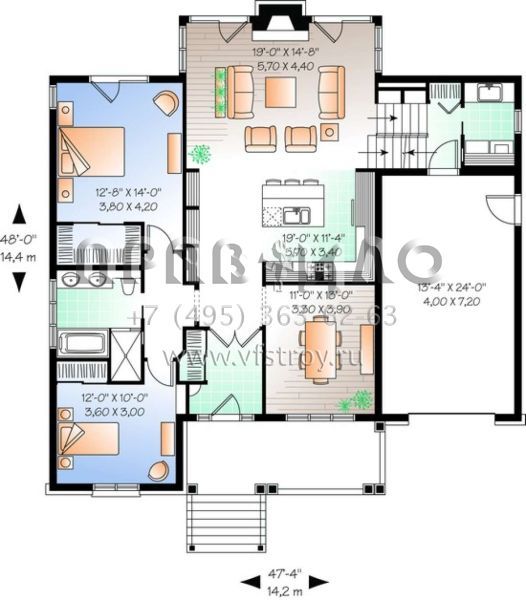 Проект двухэтажного дома с гаражом на одну машину в английском стиле S5-141 (034-00749)