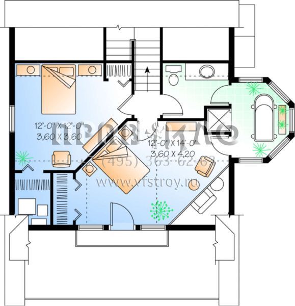 Проект двухэтажного дома без гаража в современном стиле S5-177 (034-00138)