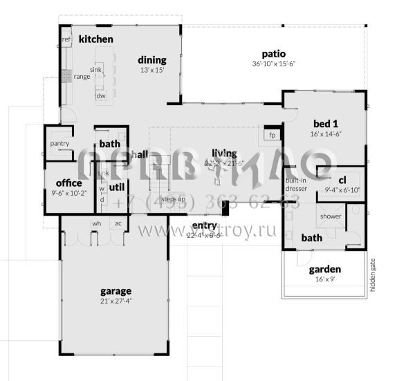 Проект двухэтажного дома с гаражом на две машины в современном стиле S5-314 (028-00167)