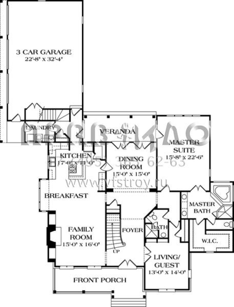 Проект двухэтажного дома с гаражом на три и более машин в английском стиле S5-368 (3323-00392)