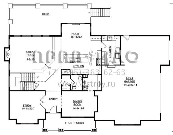 Проект двухэтажного дома с гаражом на три и более машин в стиле Шале S5-317 (5631-00007)