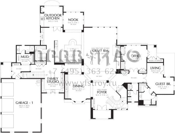 Проект двухэтажного дома с гаражом на три и более машин в английском стиле S5-728 (2559-00610)
