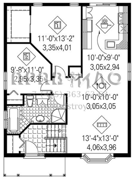 Проект одноэтажного дома без гаража в американском стиле S5-88 (6146-00250)