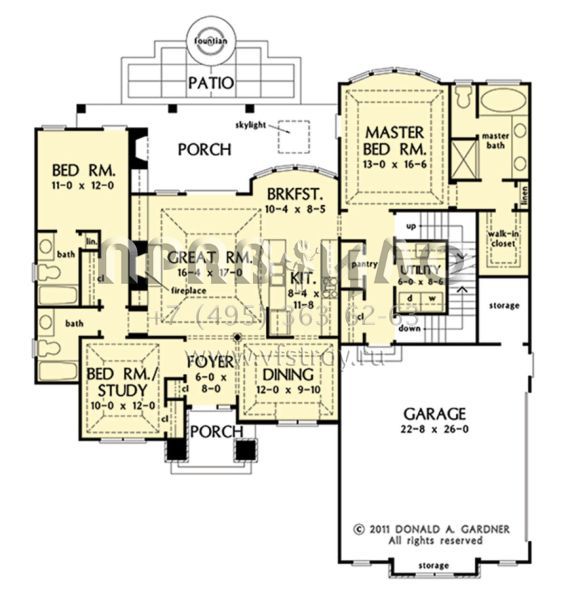 Проект одноэтажного дома с гаражом на две машины в стиле Ранчо S5-159 (2865-00244)