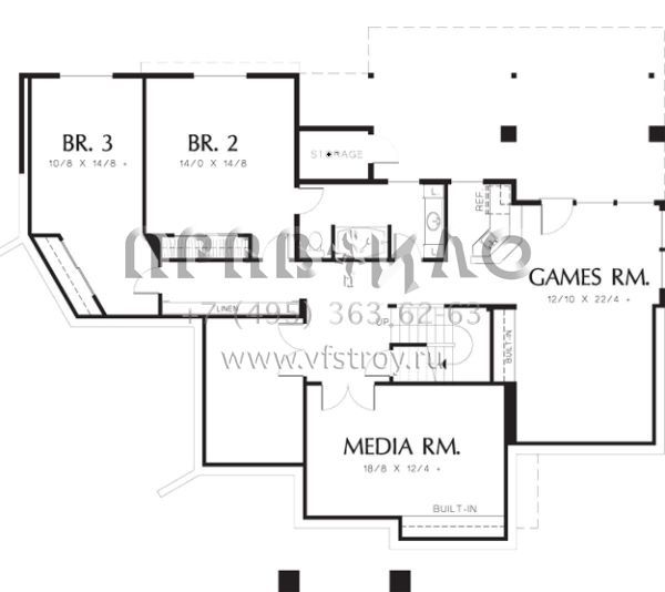 Проект одноэтажного дома с гаражом на три и более машин в стиле Ранчо S5-330 (2559-00154)
