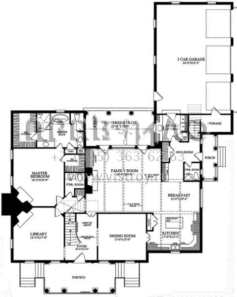 Проект двухэтажного дома с гаражом на три и более машин в стиле Особняк S5-415 (7922-00179)