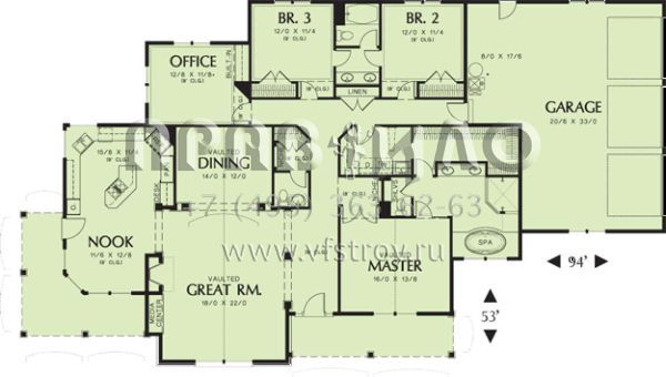 Проект одноэтажного дома с гаражом на три и более машин в английском стиле S5-246 (2559-00141)