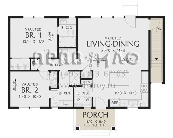 Проект одноэтажного дома без гаража в американском стиле S5-97 (2559-00989)