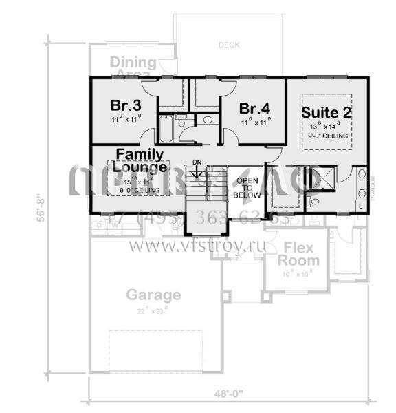 Проект двухэтажного дома с гаражом на две машины в современном стиле S5-243 (402-01752)