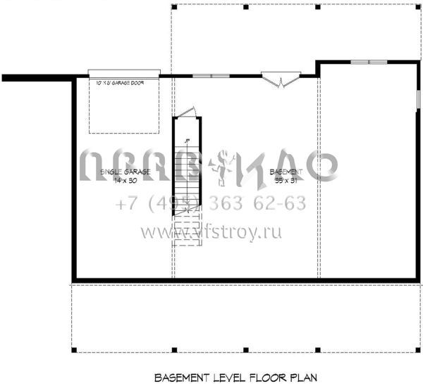 Проект одноэтажного дома с гаражом на одну машину в стиле Шале S5-142 (940-00127)