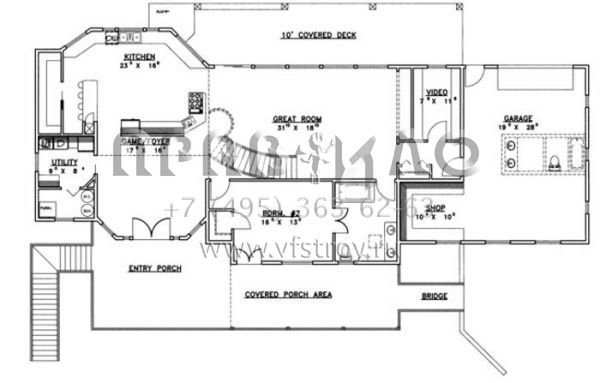 Проект двухэтажного дома с гаражом на три и более машин в современном стиле S5-252 (039-00498)