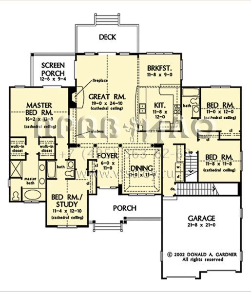 Проект одноэтажного дома с гаражом на две машины в стиле Ранчо S5-210 (2865-00309)