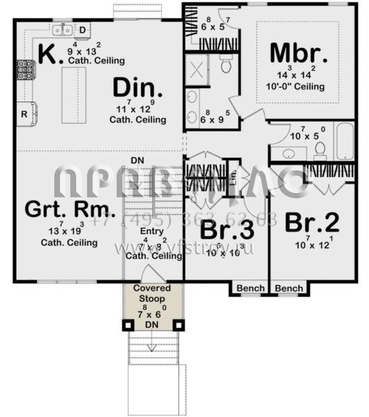 Проект одноэтажного дома с гаражом на две машины в стиле Ранчо S5-184 (963-00810)