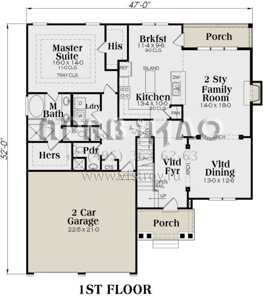 Проект двухэтажного дома с гаражом на две машины в американском стиле S5-198 (009-00104)