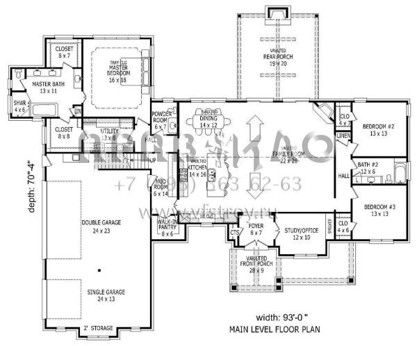 Проект двухэтажного дома с гаражом на три и более машин в американском стиле S5-331 (940-00076)
