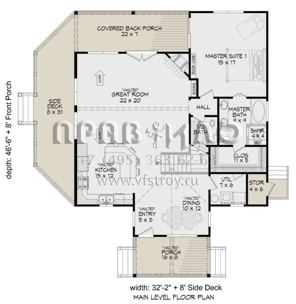 Проект двухэтажного дома без гаража в американском стиле S5-177 (940-00647)